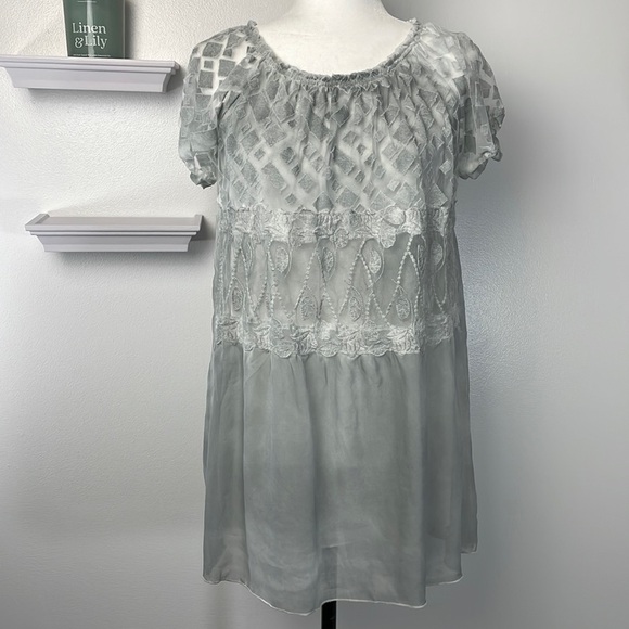 Sheer Short Sleeve Blouse Dress Size Medium - Picture 10 of 10